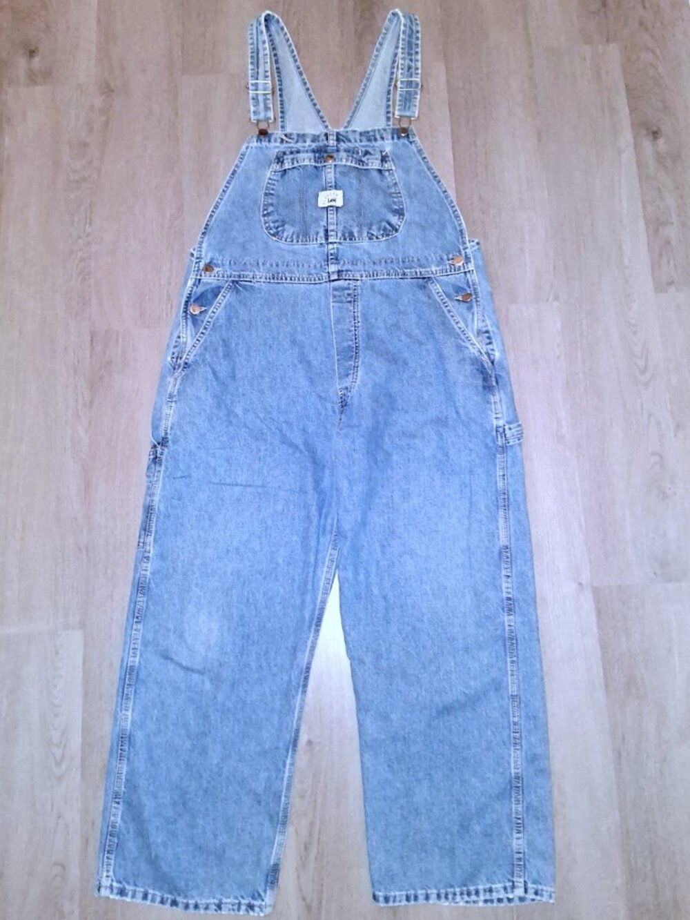 Women's Vintage Riveted By Lee Denim Long Overalls Jean Coveralls Size XL Petite
